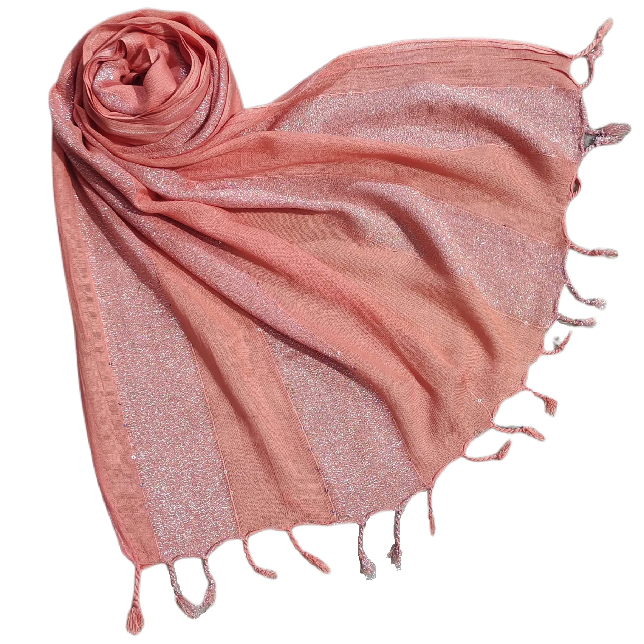 Women And Girls Fancy Viscose Zari Striped Scarf, Stoles-picture-37