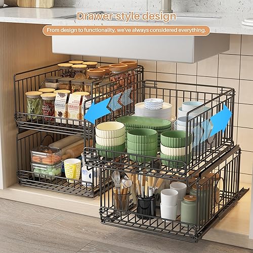 Miniatura 2 de Organizador de cajones de metal para armario con riel deslizante, cajones de almacenamiento de metal para armario, contenedores de alambre apilables