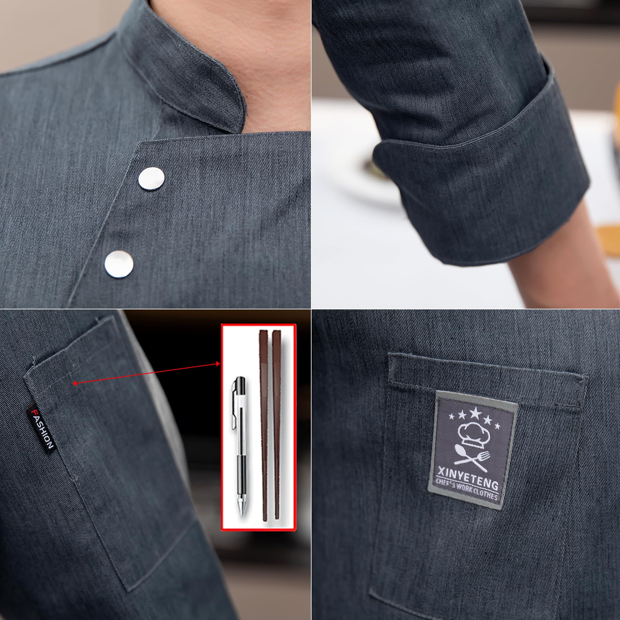 Chaqueta De Chef Personalizada Chaqueta De Chef De Manga Larga Personalizada Con Nombre Bordado Uniforme De Panadería Para Servicio De Comida