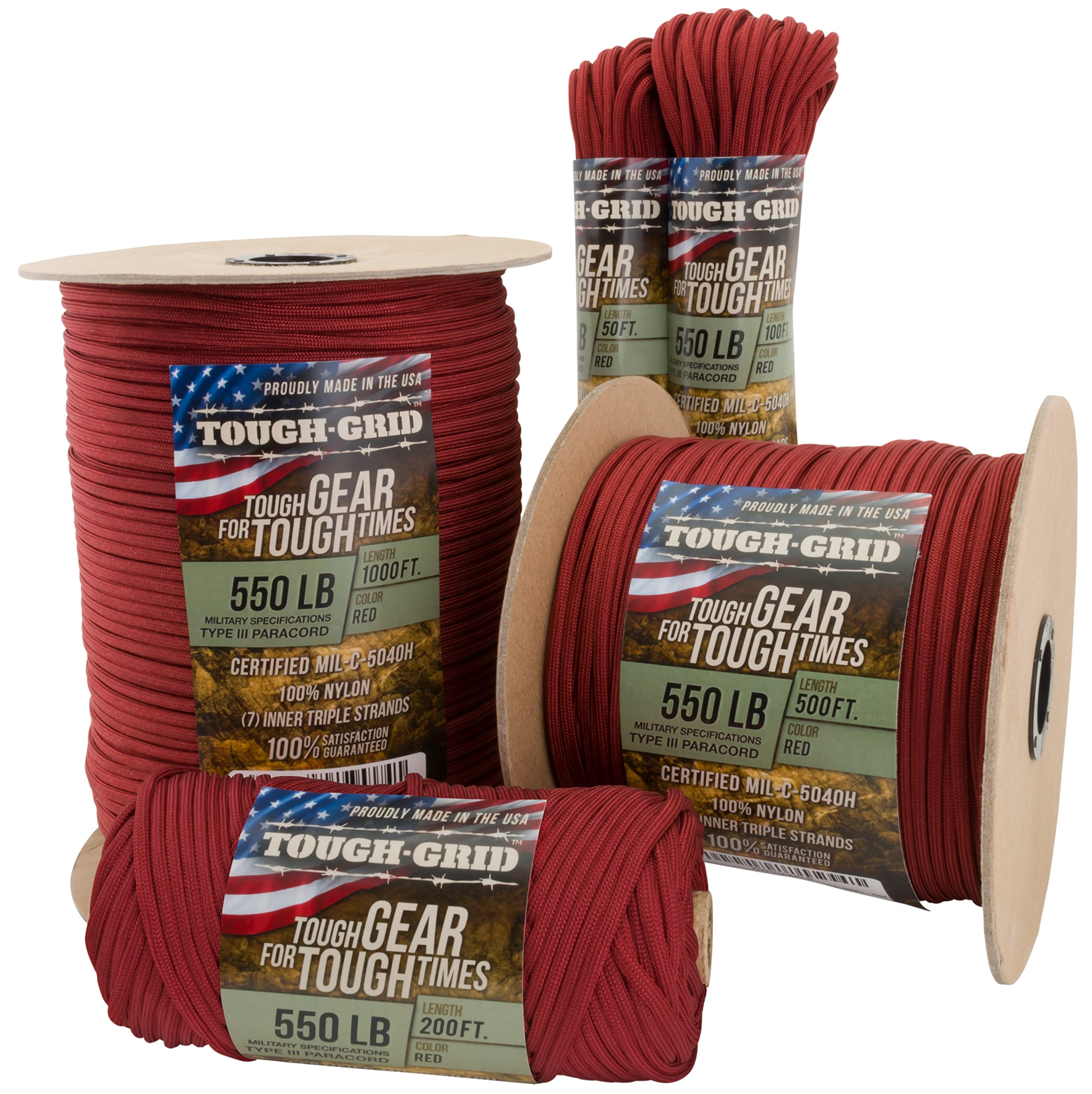 Buy TOUGHGRID 550lb Paracord/Parachute Cord 100 Nylon MilSpec Type
