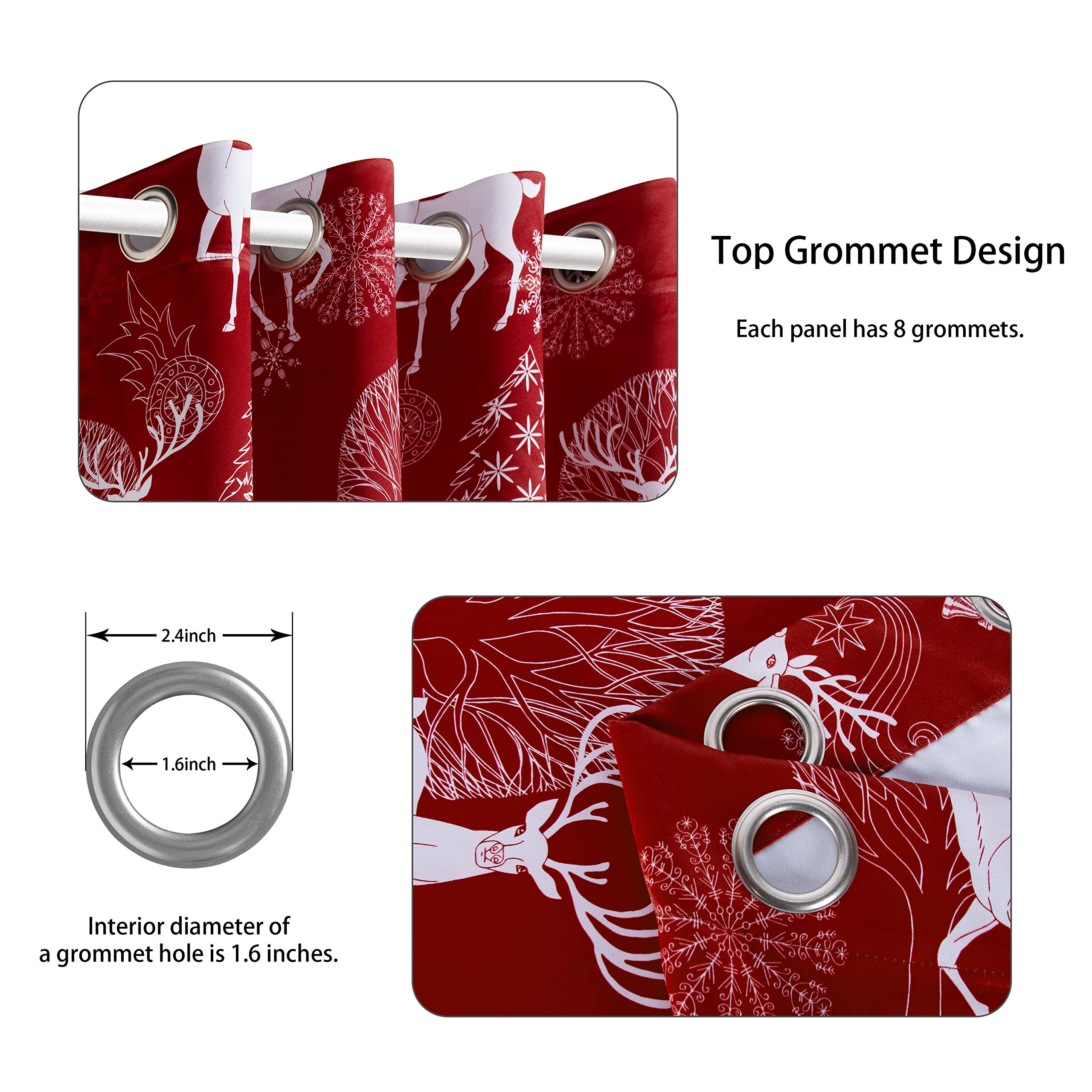 LORDTEX Deer & Snow Print Christmas Curtains for Living Room and Bedroom, Thermal Insulated Blackout Curtains - Image 2