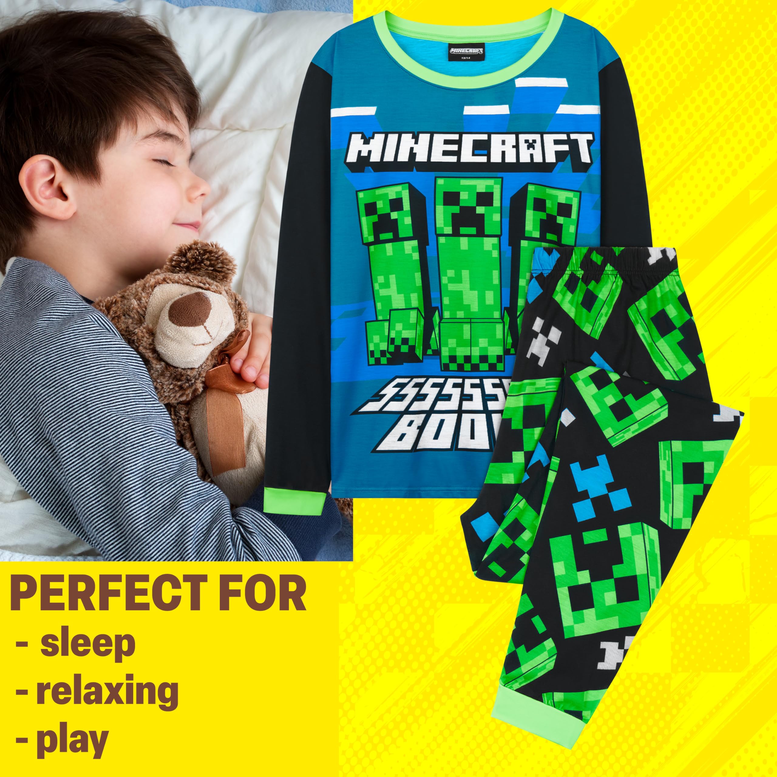Get Trend Pyjama Garçon et Ado à Manches Longues, Ensemble Pyjama 2 Pièces pour Nuit, Détente ou Maison, Cadeau Gamer