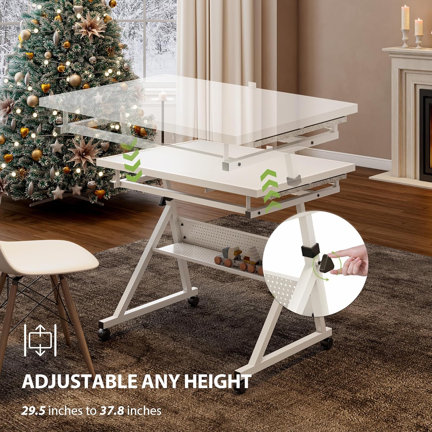 Jigsaw Puzzle Table with Legs, 1500 Piece Puzzle Board for Adults with 4 Drawers & Cover, 35"x26" Adjustable Portable Puzzles Table on Wheels Birthday Gift for mom