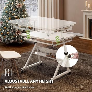 Jigsaw Puzzle Table with Legs, Adjustable Portable 1500 Piece Puzzle Board for Adults, 4 Drawers & Cover, 35x26 Inches, Rolling Design for Easy Use