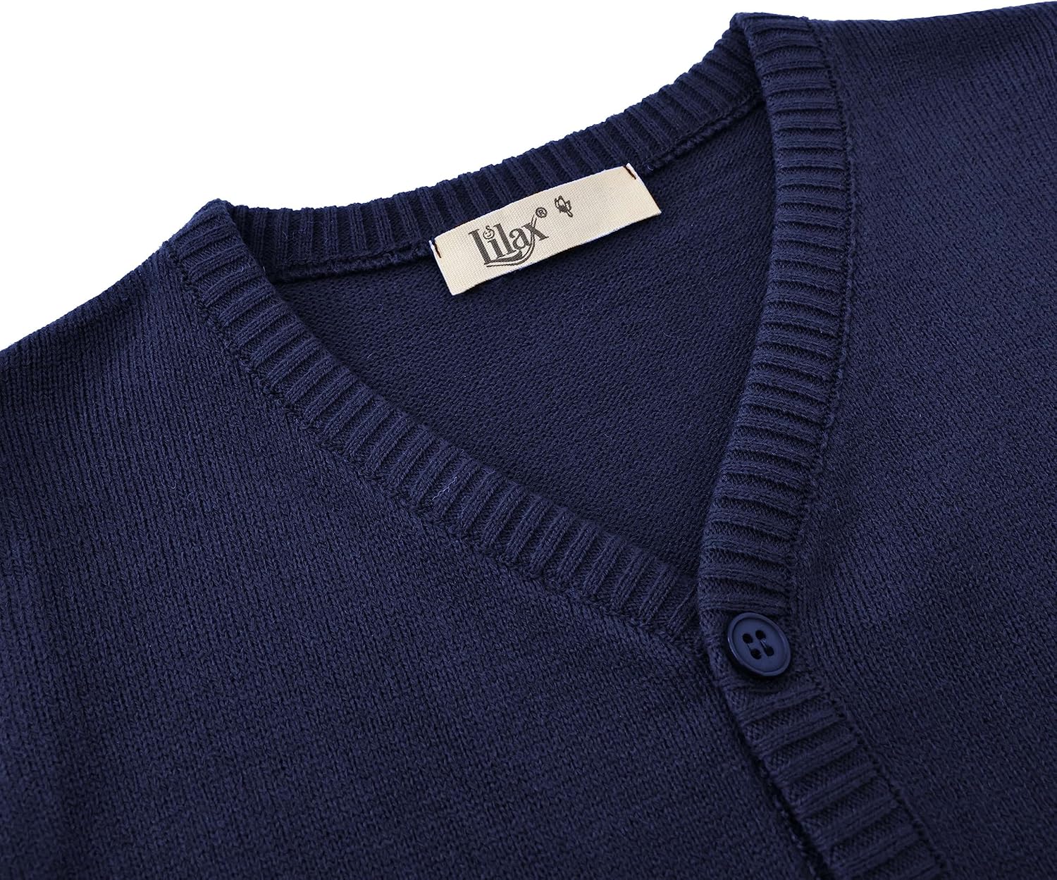 Lilax Boys’ Long Sleeve Uniform V-Neck Cardigan Sweater - Image 5