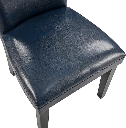 Miniatura 7 de LEEMTORIG Juego de 2 sillas de comedor tapizadas Parsons, silla auxiliar de piel sintética para comedor, cocina, con patas de madera maciza para