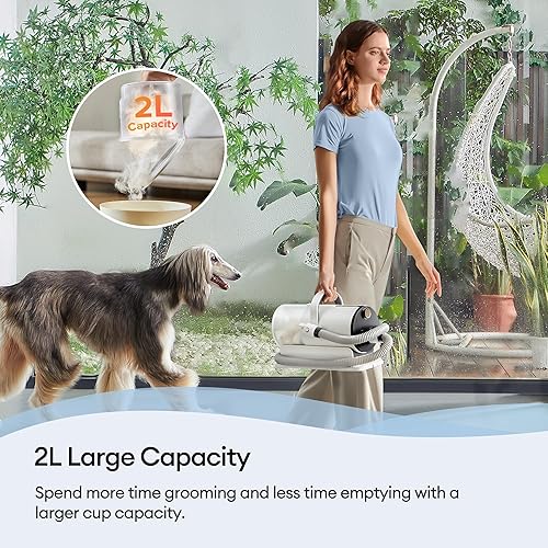 Miniatura 7 de Ultenic Aspiradora de aseo para perros y secador de pelo de mascotas, kit de aseo 6 en 1 con taza de polvo de 2 L, funciona para perros y gatos