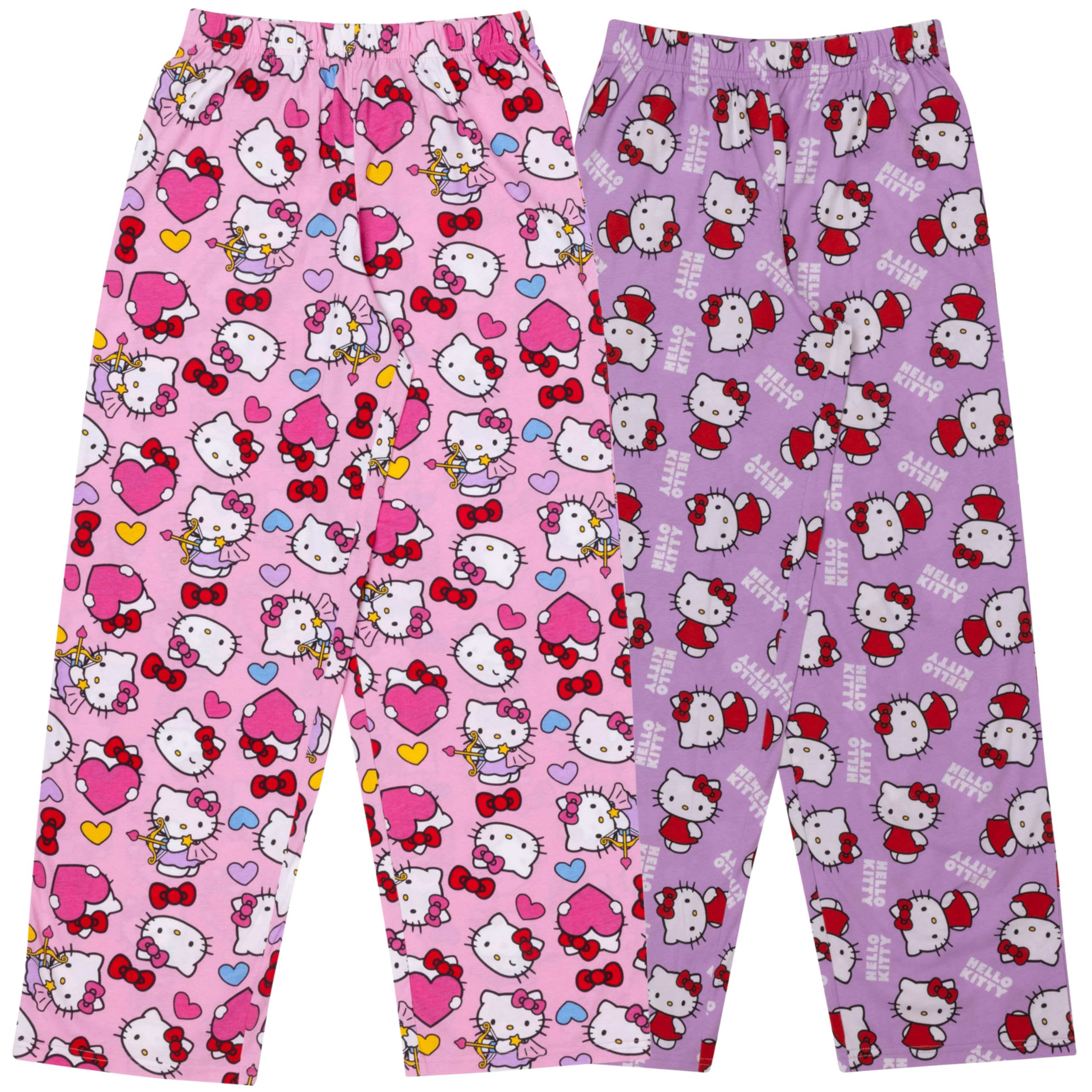 Hello Kitty Lot de 2 pantalons de pyjama 100% coton pour filles ou femmes, Rose