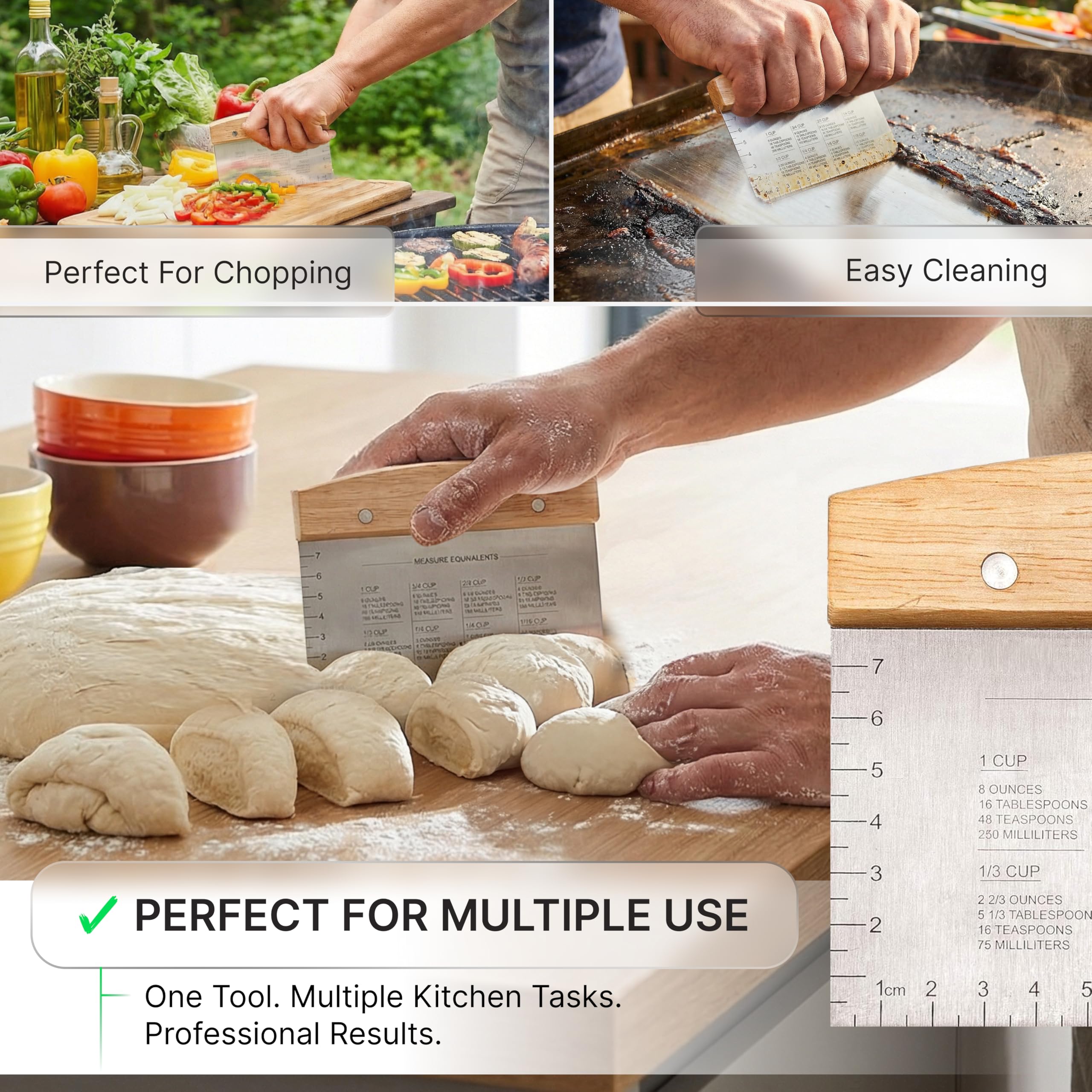 Stainless Steel Dough Cutter - Grill Scraper & Bench Scraper -3 Stainless Steel Dough Cutter - Grill Scraper & Bench Scraper -3