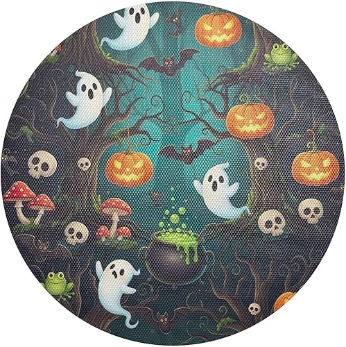 Cute Ghosts Print Round Table Placemats, Heat Resistant Non Slip Place Mat Washable for Kitchen one sizex1