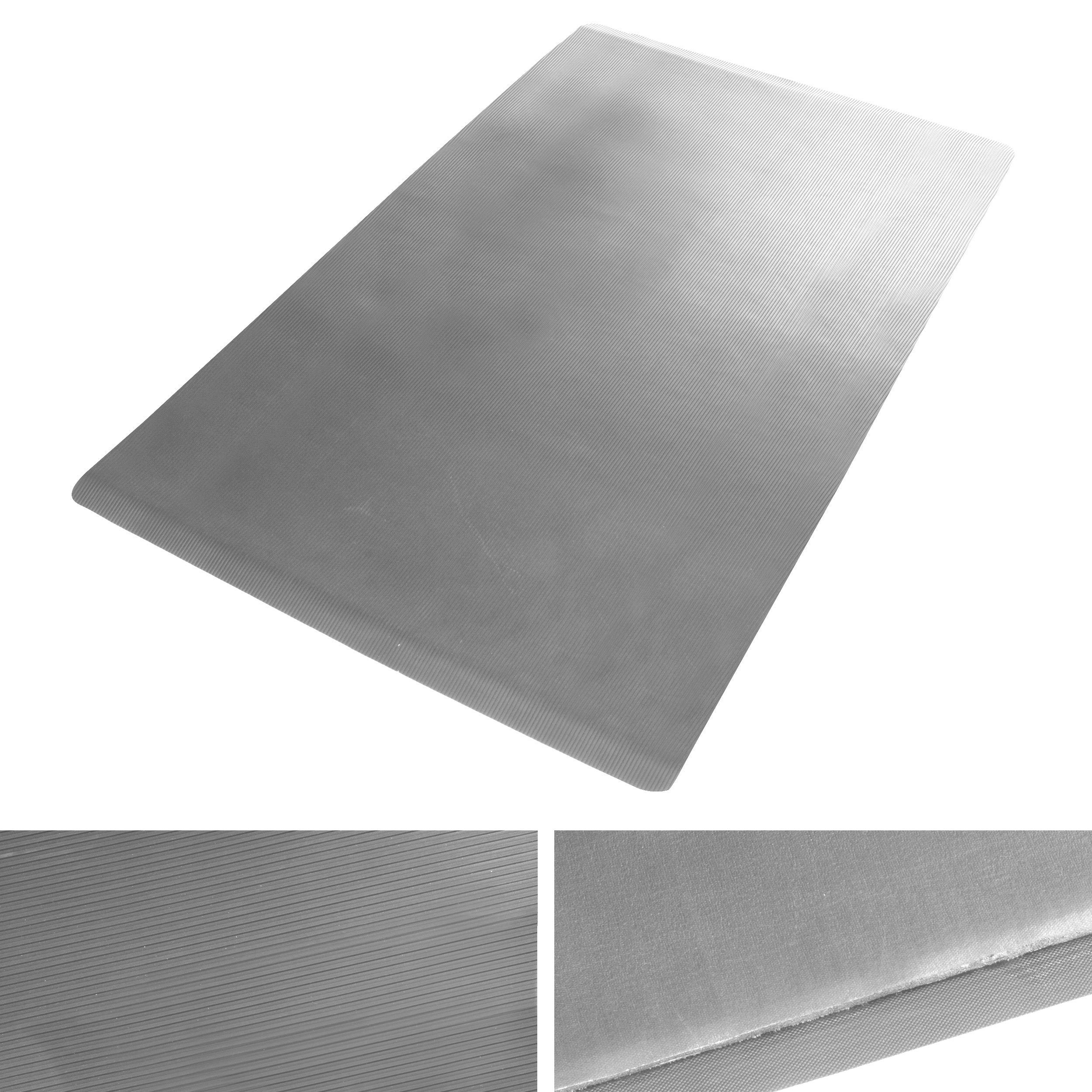 Tappeto Gomma Antiscivolo - Tappeto Antifatica Ergonomico, Antistatico per Postazione Lavoro Industriale, Officina | Superficie Scanalata, in 3 Colori - 60x90 cm - grigio