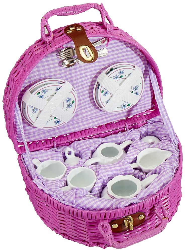 Amazon.com: Delton Products Dollies Tea Set in Basket