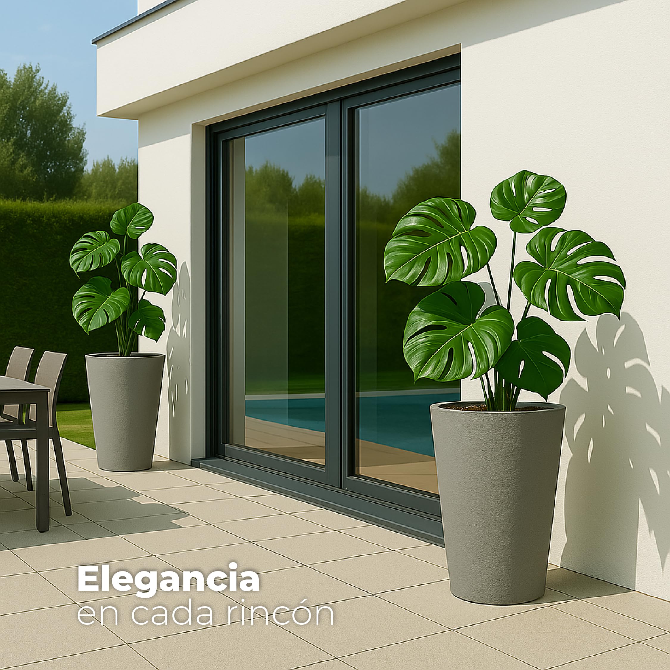ActivoTex Maceteros Altos Interior. Macetero Grande Interior Maceta Alta Exterior y Terraza. 30 cm (2 uds) Macetero Decorativo de Plastico Jardinera Alta Maceteros Largos y Estrechos (Topo, Pack 2)