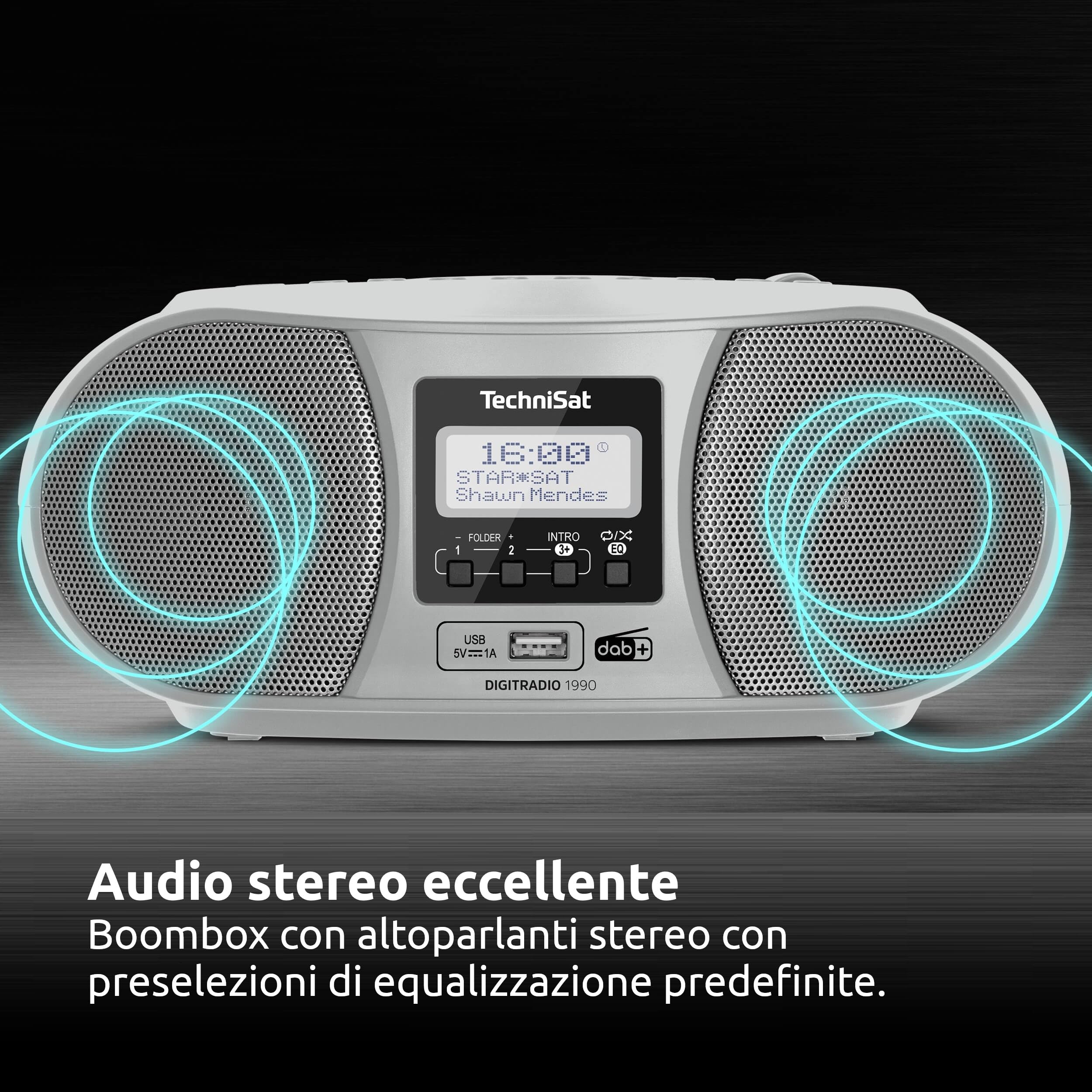 TechniSat DIGITRADIO 1990 Radio DAB+/FM Lettore CD Stereo Bluetooth Argento