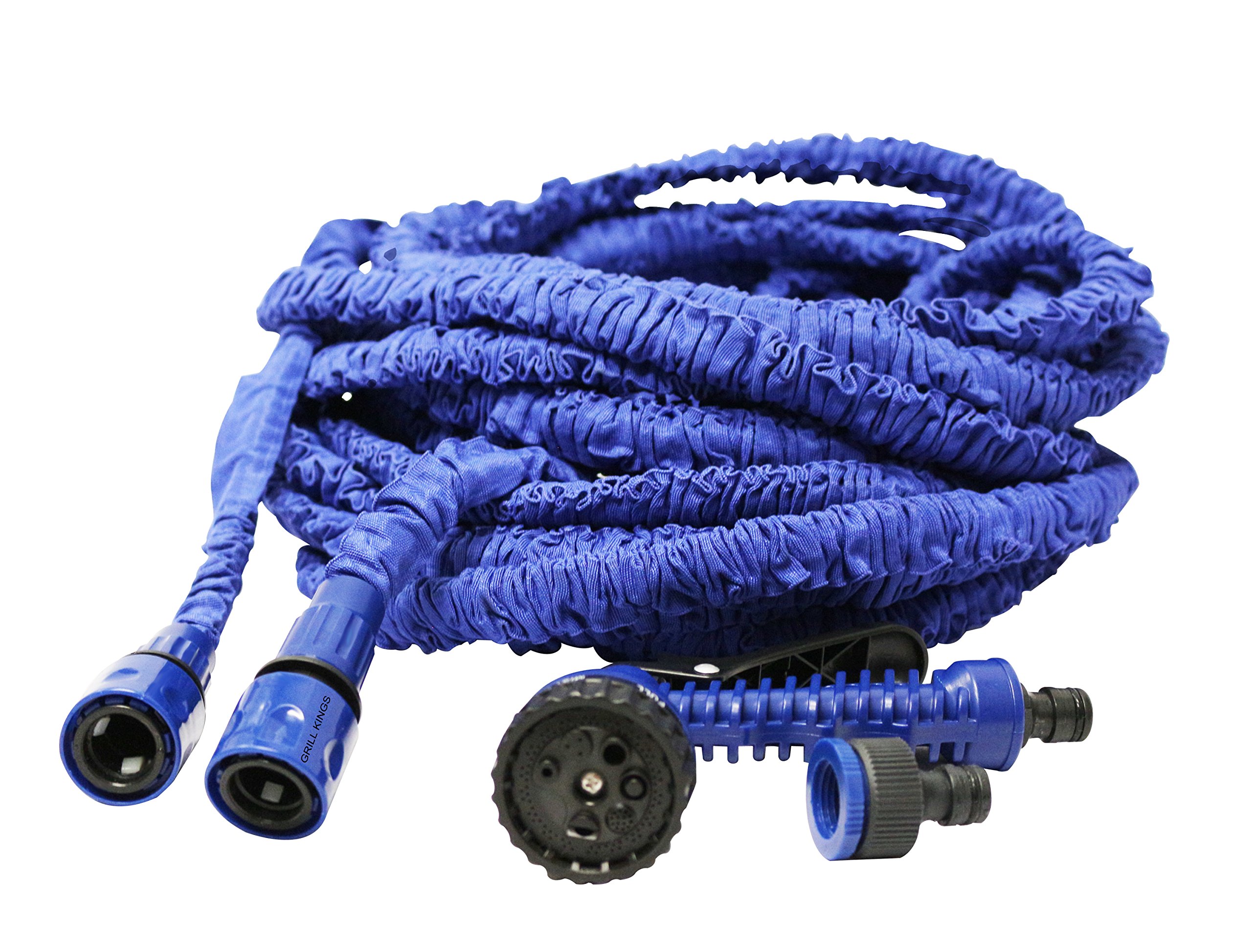 EasyGROW GK 100 Expanding Garden Hose with Nozzle Snap-on Connection, 100 Feet, Blue