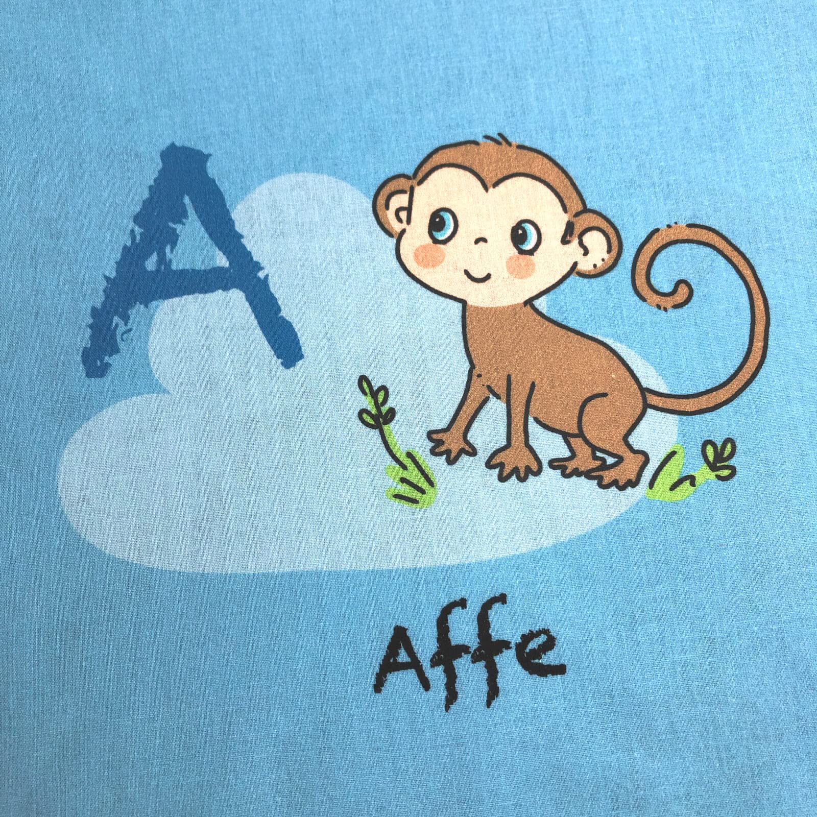 Kinderbettwäsche Sleep and Dream Mein Tier ABC Wolken Elefant Löwe Zebra AFFE Buchstaben Renforcé, Größe:135 cm x 200 cm