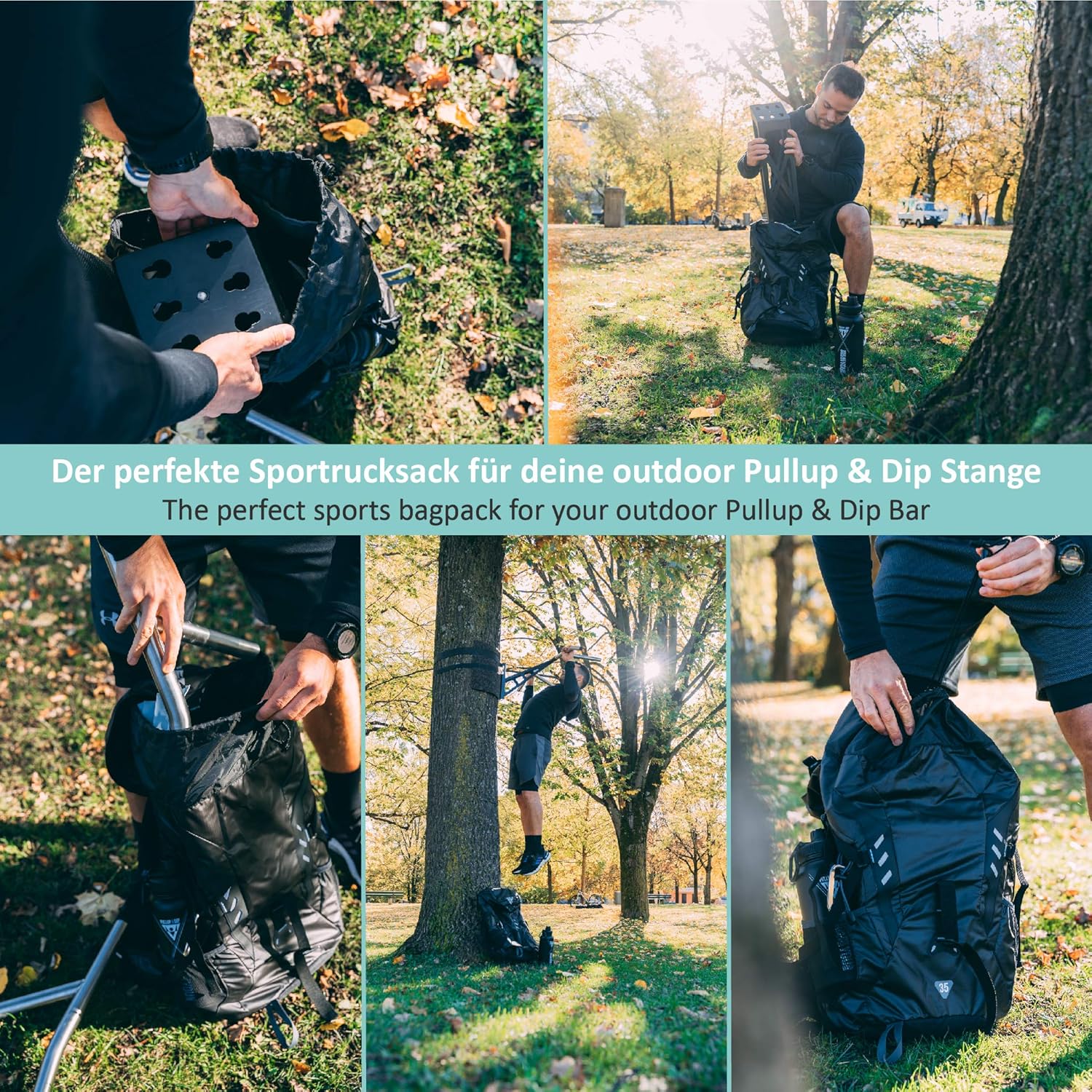 PULLUP & DIP water-repelling multifunctional Sports Backpack incl. carabine – 35L, lightweight & ideal for outdoor activities, hiking, running, cycling, travel and everyday life