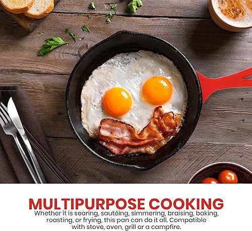 Miniatura 20 de Utopia Kitchen Sartén de hierro fundido de 6.5 pulgadas, sartén de hierro fundido, sartén pre-sazonada, utensilios de cocina seguros