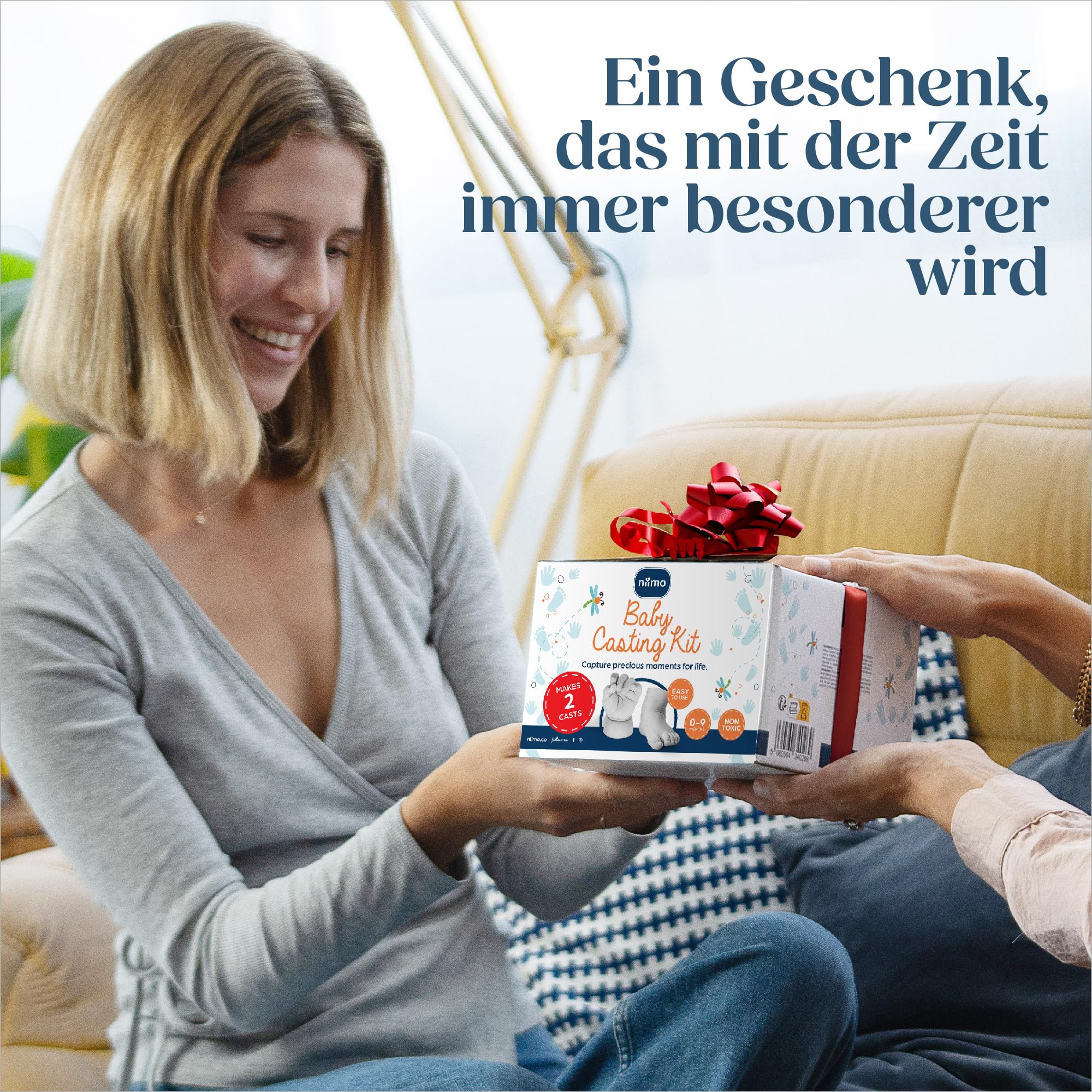 Niimo® 3D Gipsabdruck Baby Hand und Fuß – Geschenk zur Geburt, Taufe & Babyparty – Detailgetreues & ungiftiges Handabdruck & Fußabdruck Set, Neugeborenen Geschenk (0-9 Monate)