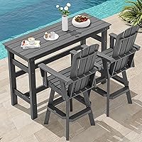 Vista 14 de SERWALL Silla de bar Adirondack giratoria de HDPE, silla Adirondack giratoria para balcón, taburetes de bar de altura de barra al aire libre