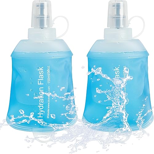 Miniatura 11 de J.CARP Botellas de agua para correr suaves de 8.5 fl oz, botella de hidratación plegable de TPU para correr, paquete de hidratación, ciclismo, Azul