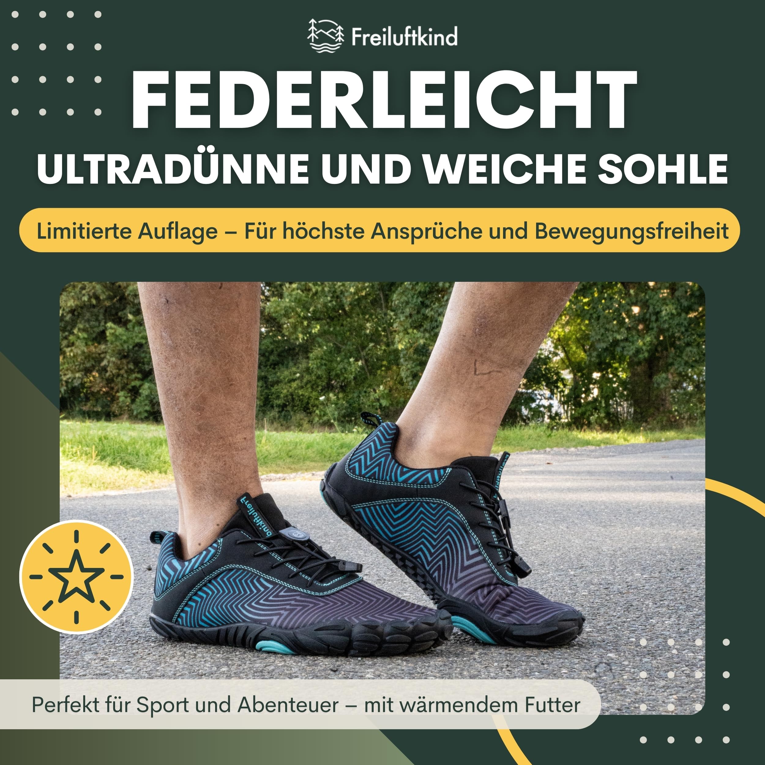 Freiluftkind Das Original – Overland Wasserabweisende & gefütterte Barfußschuhe (/) – Unisex Barfussschuhe Winter