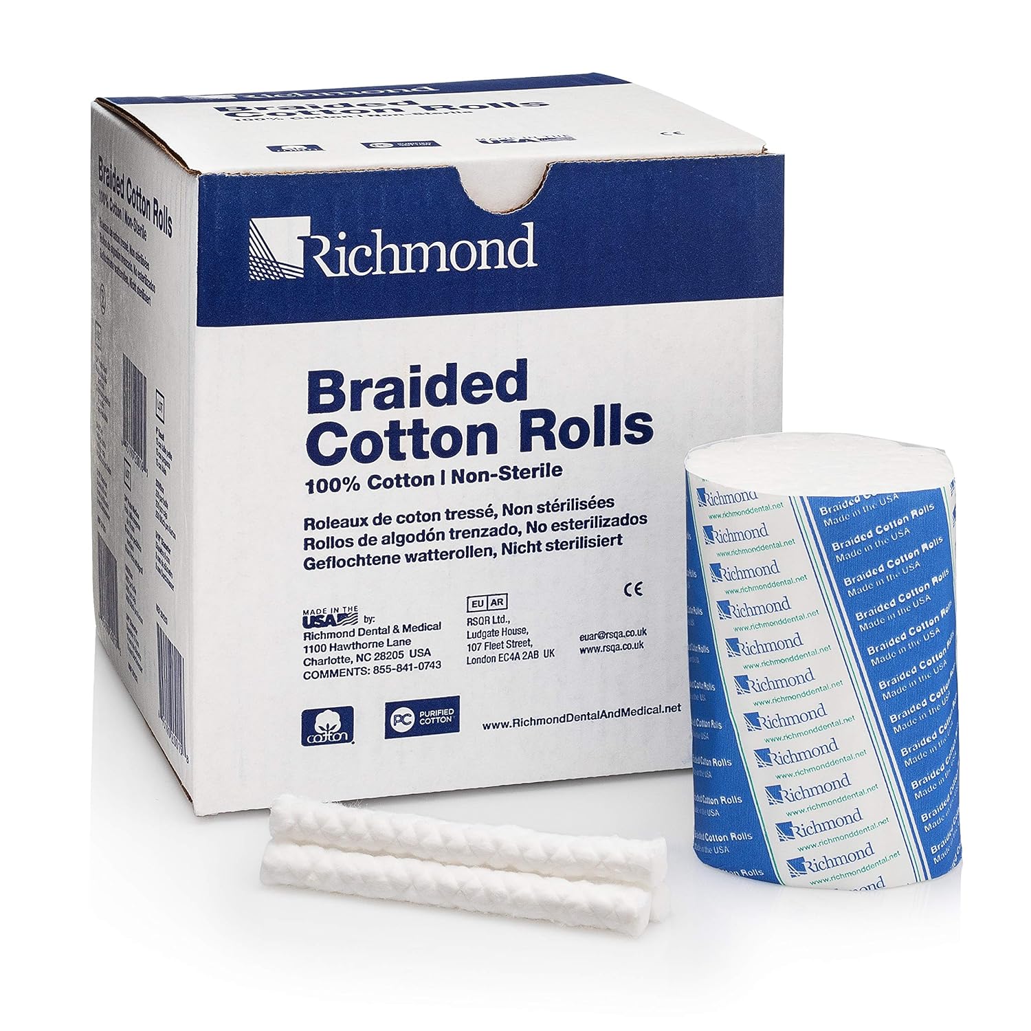 Richmond Dental & Medical 201226 4", Medium Braided Cotton Roll, Nonsterile (Pack of 250)