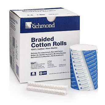 Richmond Dental & Medical 201226 4", Medium Braided Cotton Roll, Nonsterile Pack of 250