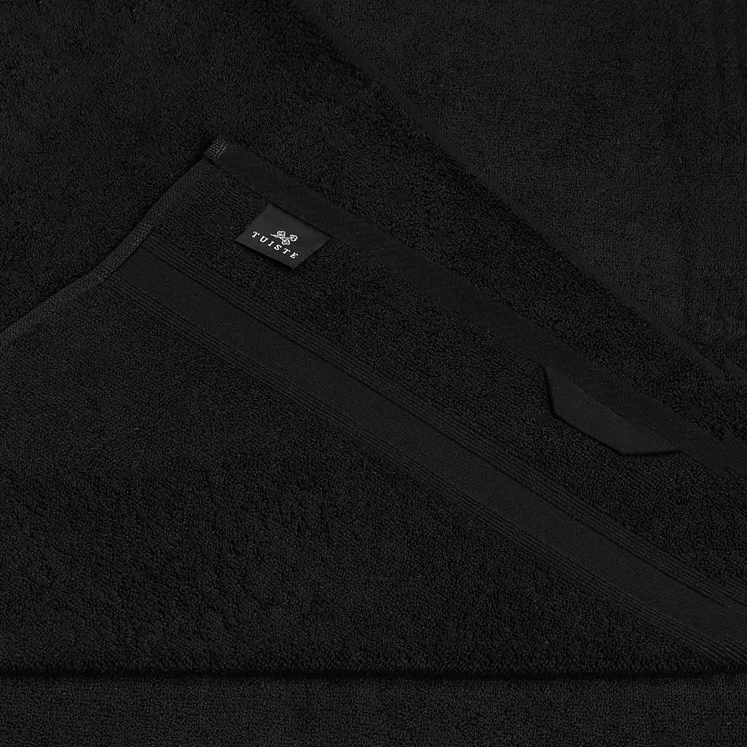 Tuiste - Set di asciugamani di 100% cotone, 8 pezzi: 2 teli da bagno, 4 asciugamani, 2 asciugamani per ospiti, morbidi e assorbenti, colore: nero