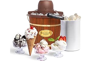 Nostalgia Electric Ice Cream Maker Kit : Classic Dark Wood Soft Serve Ice Cream Machine