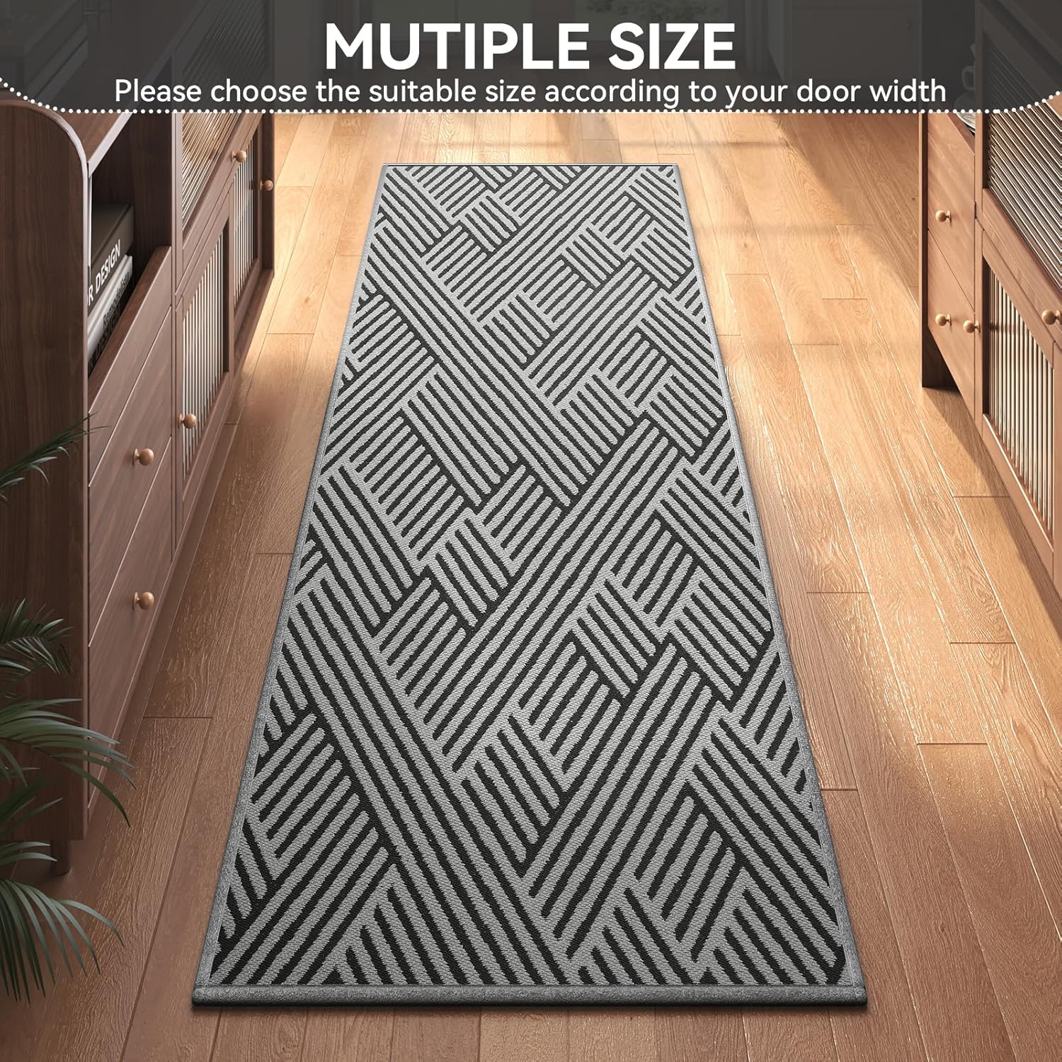 door mat indoor outside entrance 24"x71", low-profile non slip outdoor inside doormat entryway mat, dirt resistant absorbent front porch welcome entry mats, washable easy clean, grey 24"x71" grey
