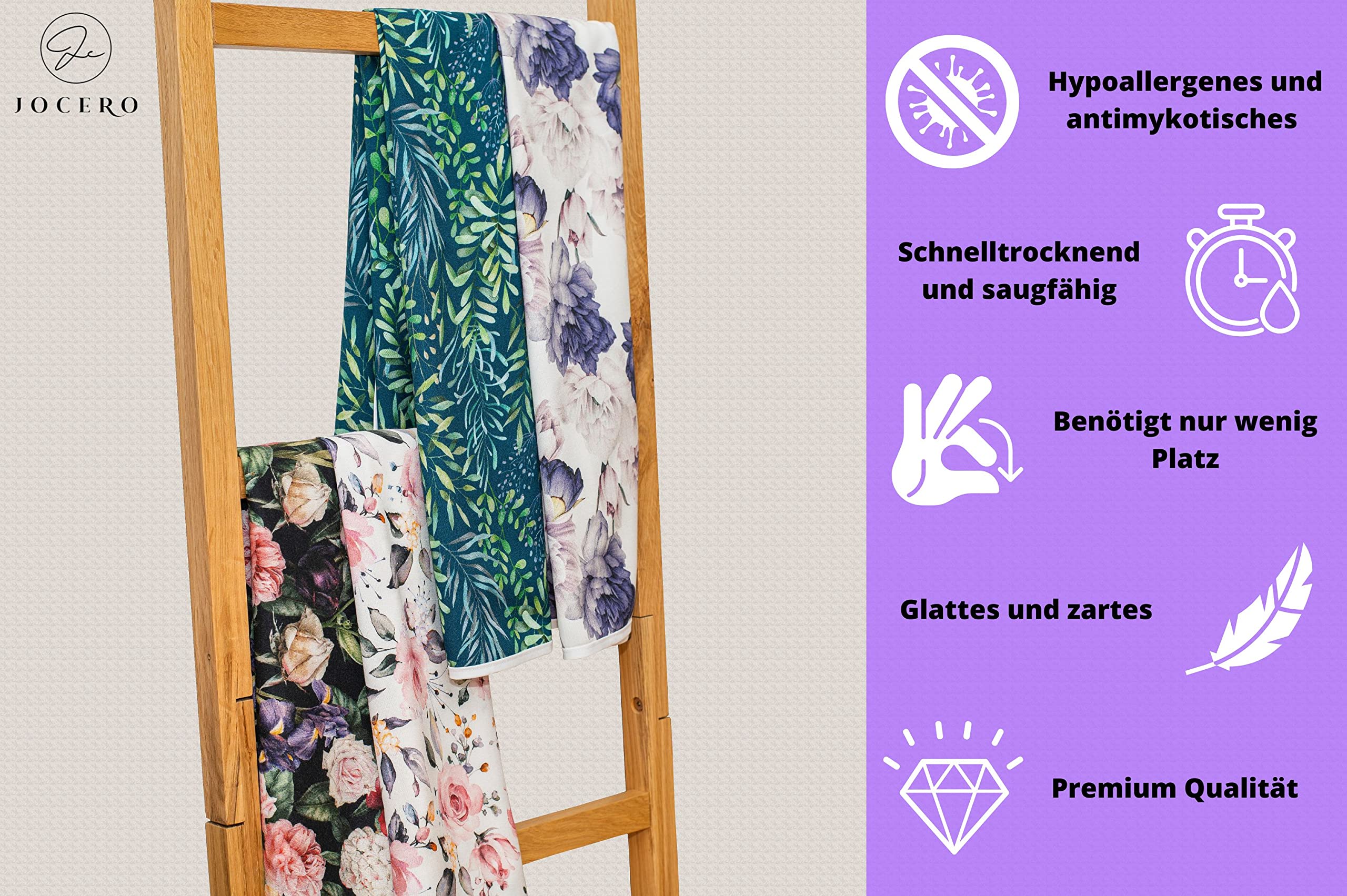 JOCERO Bambus Haartuch 100x78cm - Saugstark & Schonend Für Locken | Schnelltrocknend