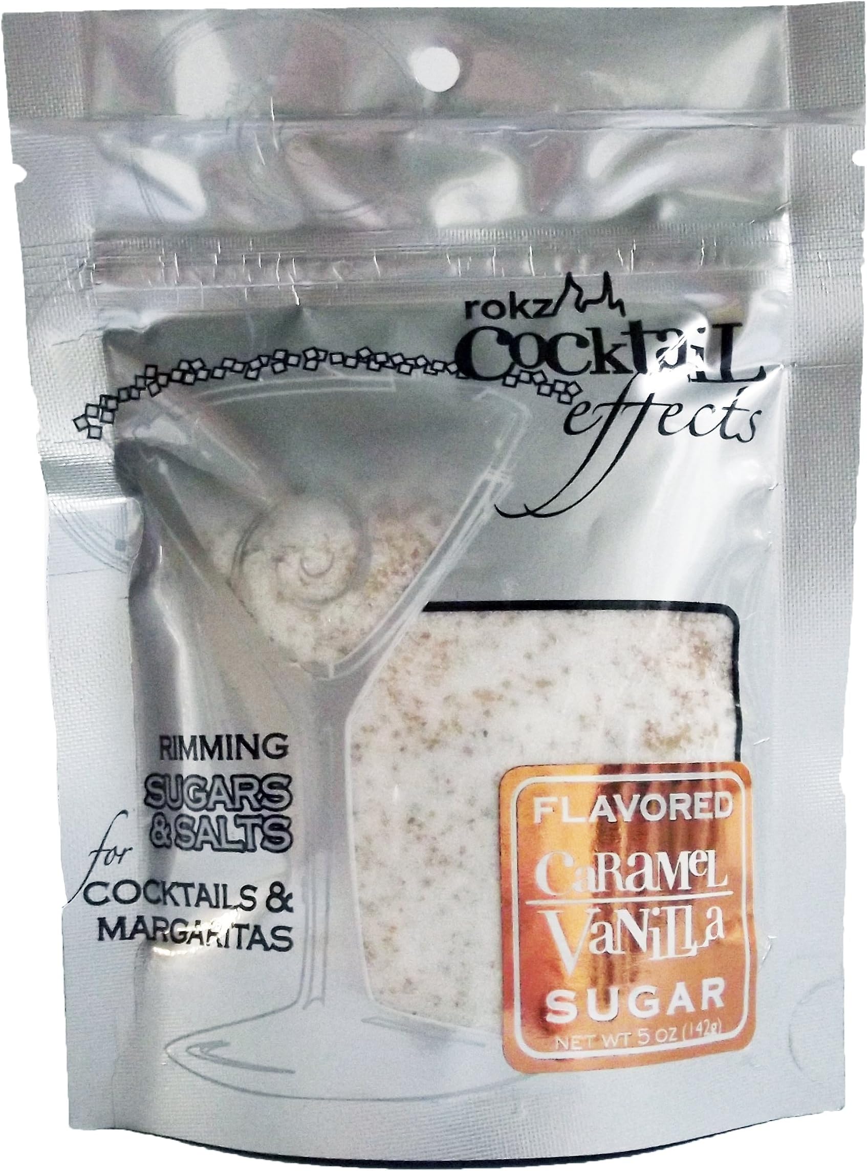Caramel Vanilla Cocktail Sugar, Sugar Drink Rimmer, 5 Ounce (Pack of 1)