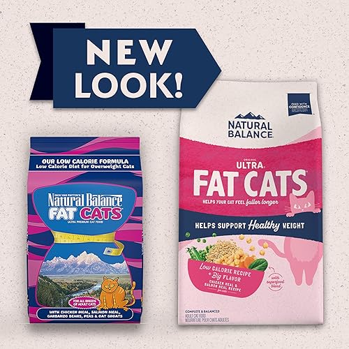 Miniatura 2 de Natural Balance Fat Cats - Alimento seco para gatos adultos con sobrepeso y bajo en calorías, harina de pollo, harina de salmón, habas garbanzo,