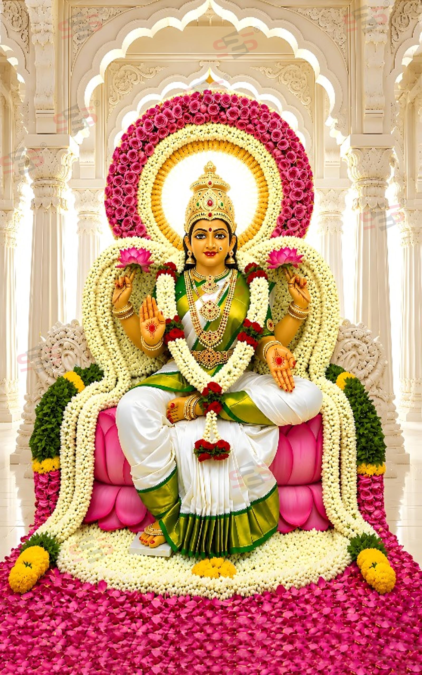 S2S Varamaha Lakshmi Backdrop Cloth (7 x 5 Feet) | Traditional Pooja Decoration Background Curtain for Varalakshmi Vratham | For Festivals, Weddings, Functions, Ceremonies, Temple & Home Décor-image-40
