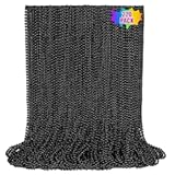 220 PCS Black Bead Necklace, 33 Inch Mardi Gras Christmas Beads, Bulk Metallic Party Beads for Mardi Gras Parade, St Patricks Day, Wedding, Birthday, Pirate Party, Carnival Party Favors