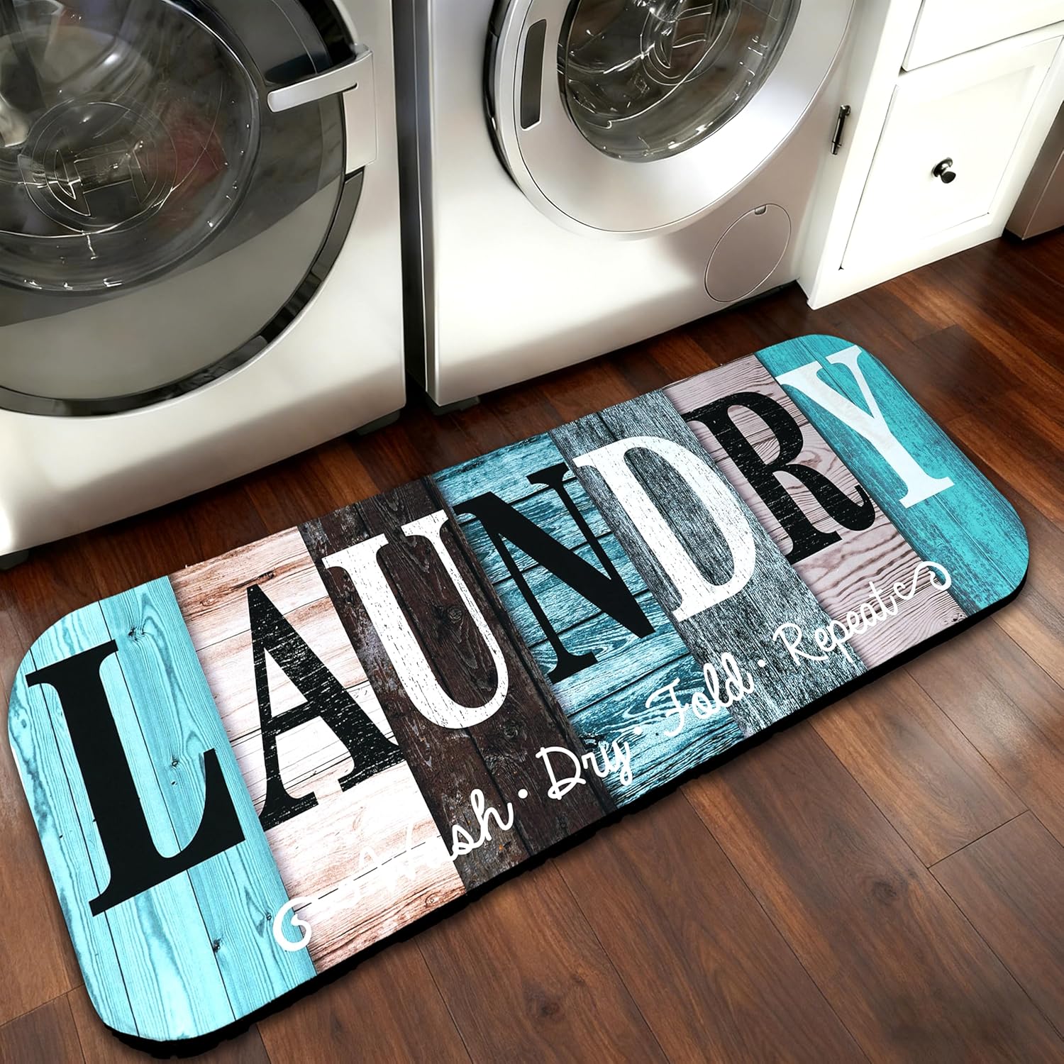 Laundry Room Rug Runner 20"X47", Non Slip Washable Farmhouse Kitchen Runner mat and Laundry Rugs for Laundry Room, Mudroom, Kitchen, Washroom, Bathroom, Entryway Decor