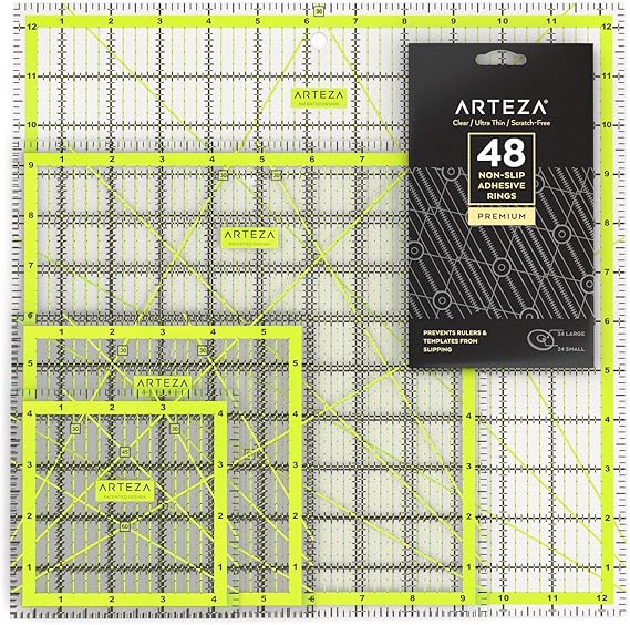 ARTEZA Quilting Rulers Set of 4, Double-Colored Acrylic Sewing Ruler