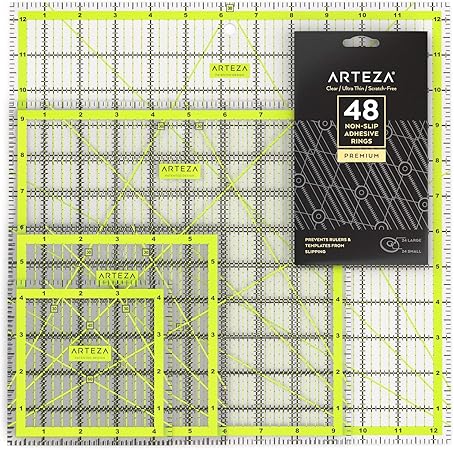 ARTEZA Quilting Rulers Set of 4, Double-Colored Acrylic Sewing Ruler