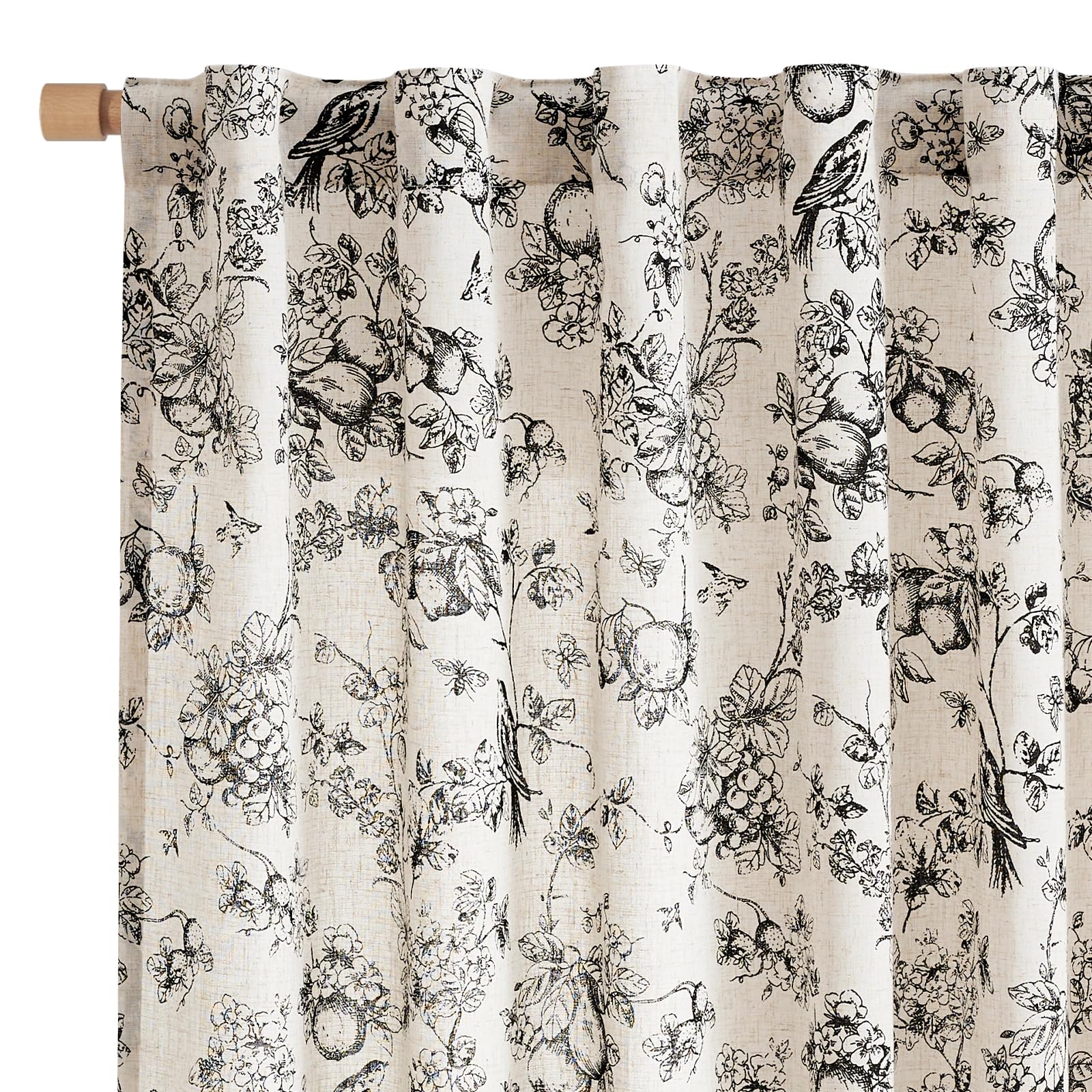 Rideaux en lin mélangé floral Vangao pour filtrer la lumière et protéger l'intimité