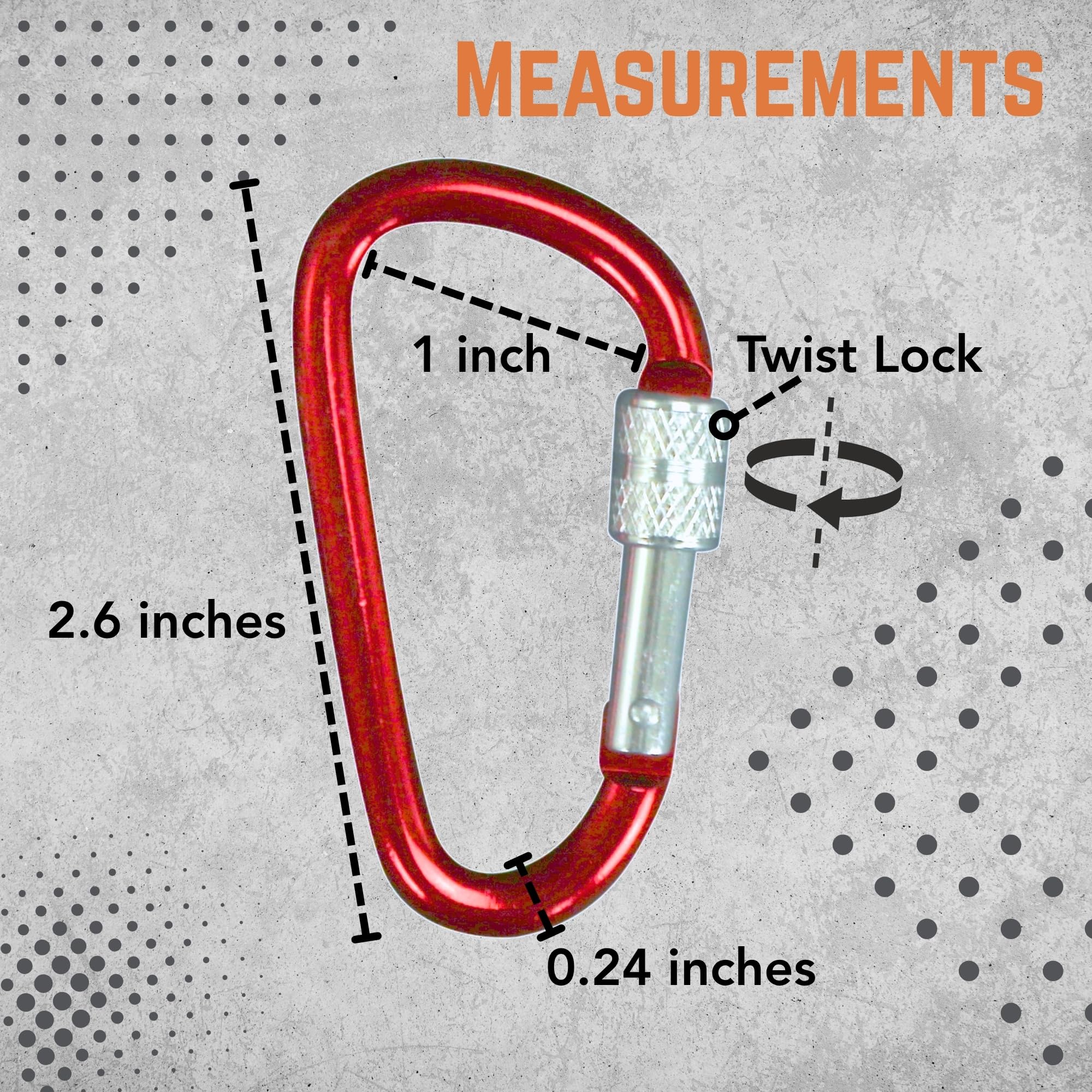 Harrier Hardware Mosquetón de aluminio con clip en D de bloqueo, 3 colores, paquete de 12
