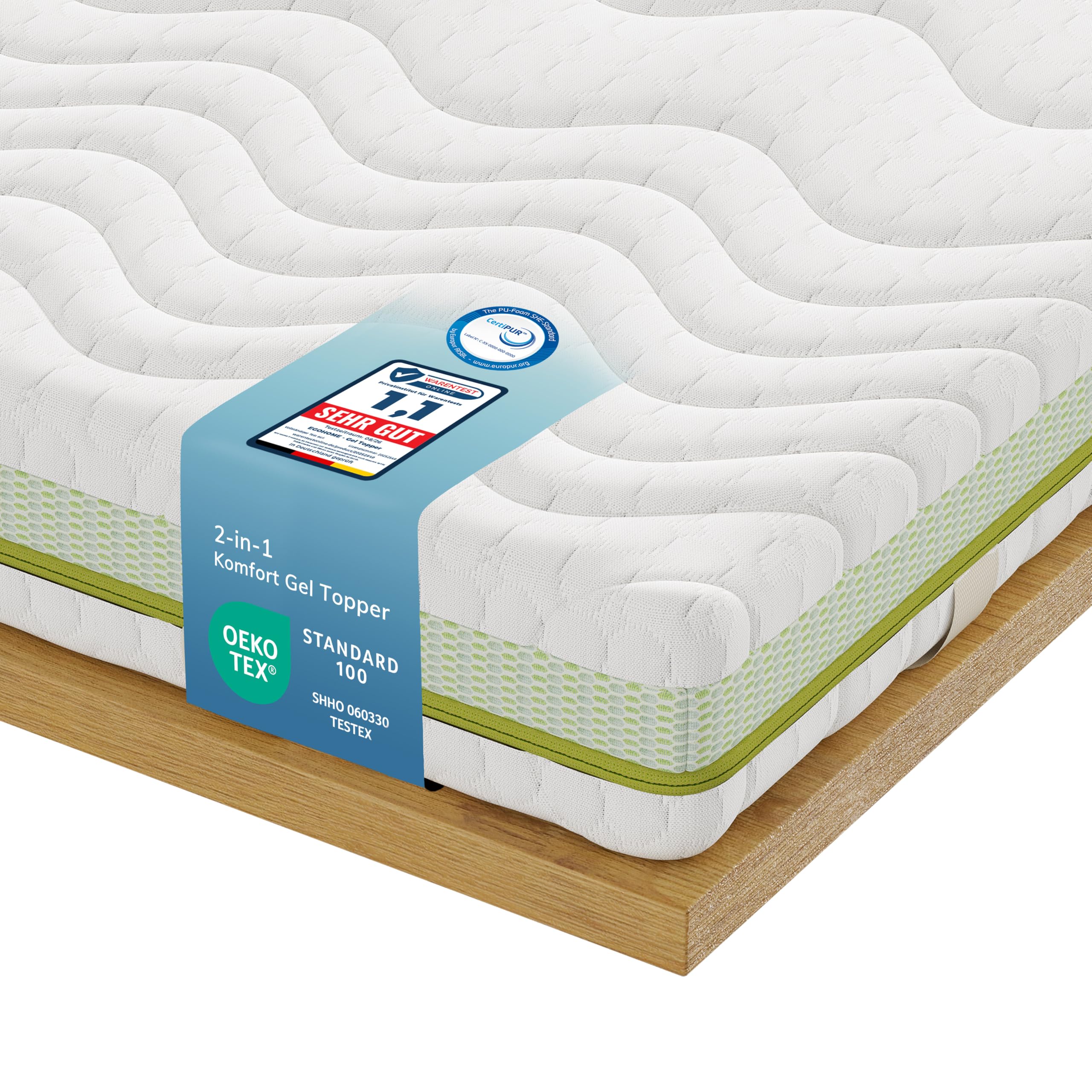 EGOHOME Gel Topper 140x200cm, Matratzentopper 7 cm aus Gel-Memory-Schaum