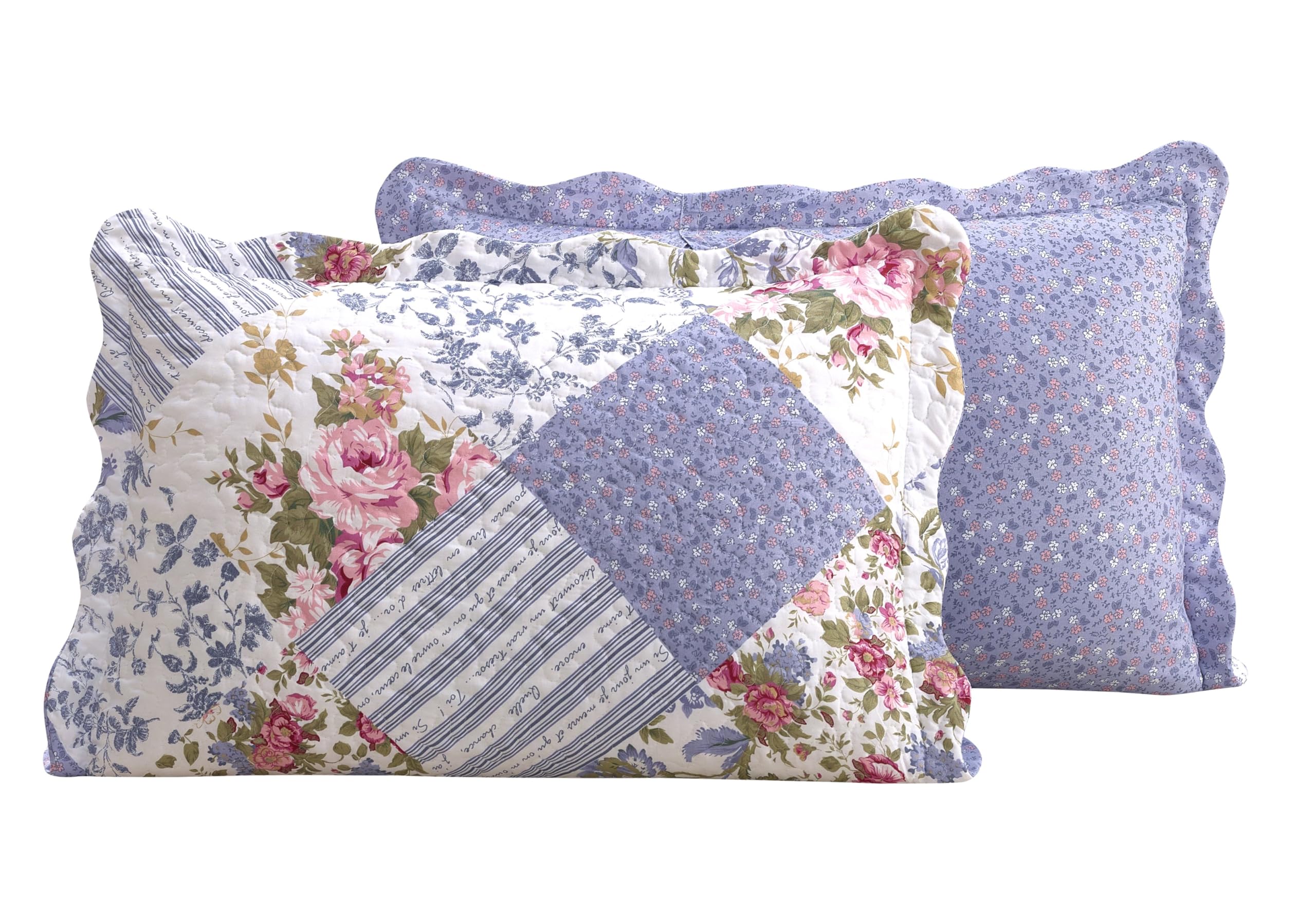 Brilliant Sunshine Copriletto Tradizionale Patchwork Rosa E Salvia - Set 3 Pezzi (Copriletto Matrimoniale 228x228 Cm + 2 Federe) - Reversibile E Leggero