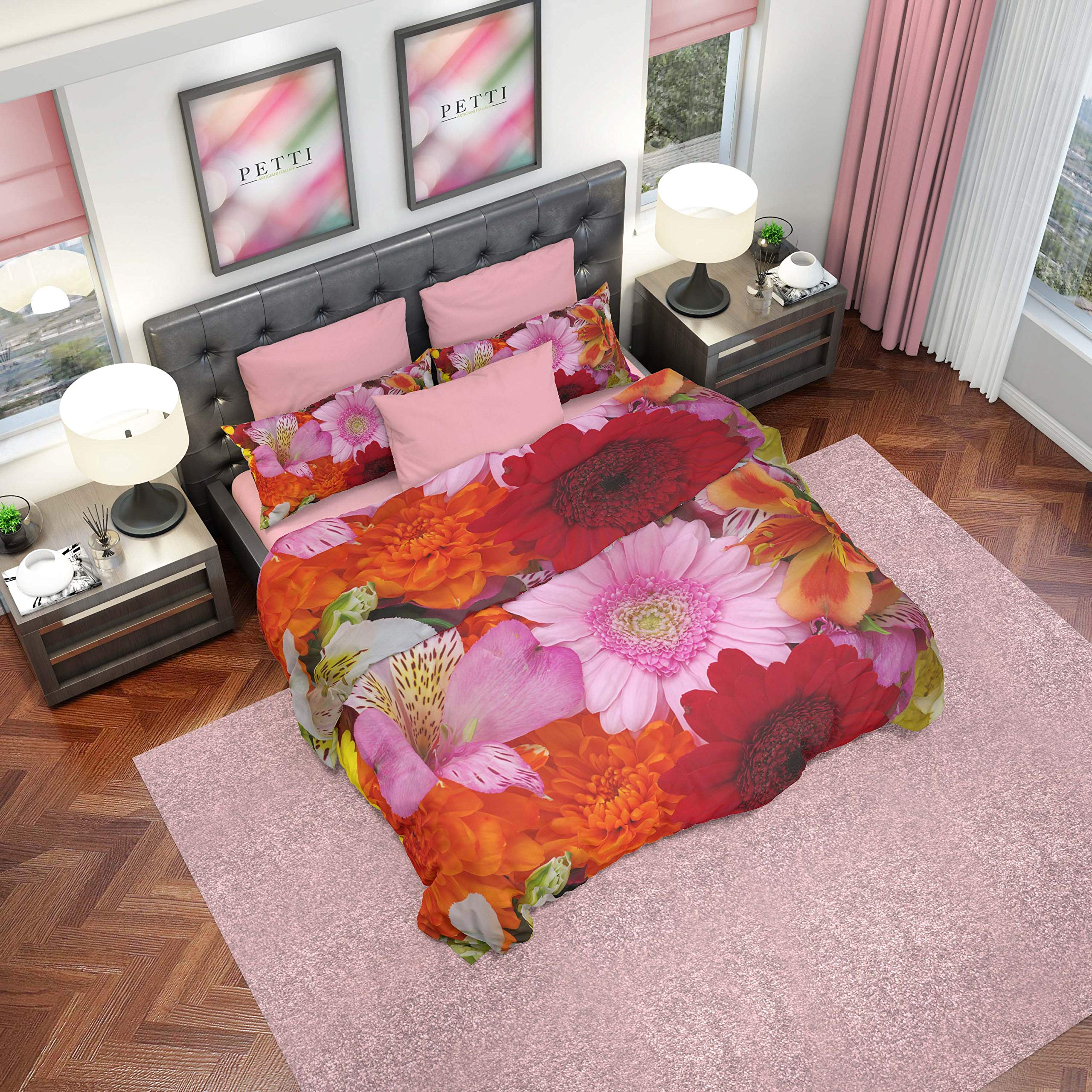 PETTI Artigiani Italiani Duvet Cover, Bedding Set, Satin, 100% Made in Italy, Tropical Village, Super King (250x200 cm) - Image 3