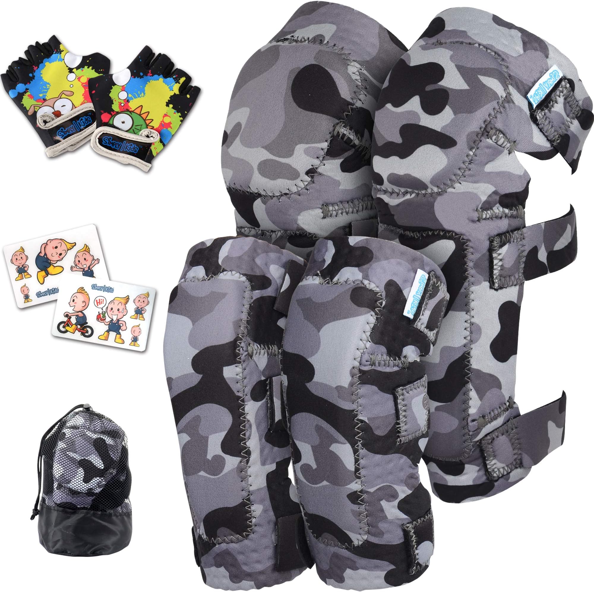 Soft-Style Kids Knee and Elbow Pads with Bike Gloves, Flexible Impact-Resistant Gear for Ages 2-11, Designed for Balance Bikes, Roller-Skating, and Skateboarding