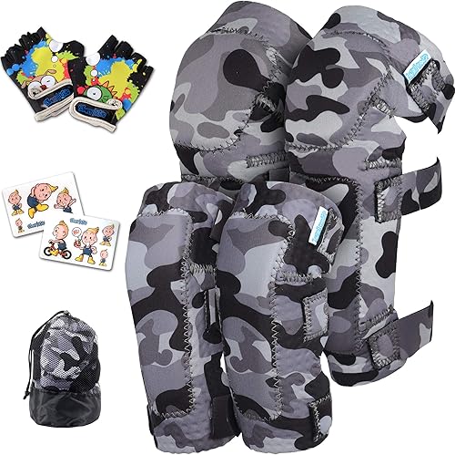 Vista 59 de Rodilleras y coderas para niños de estilo suave con guantes de bicicleta, equipo flexible resistente a los impactos para edades de 2 a 11 años