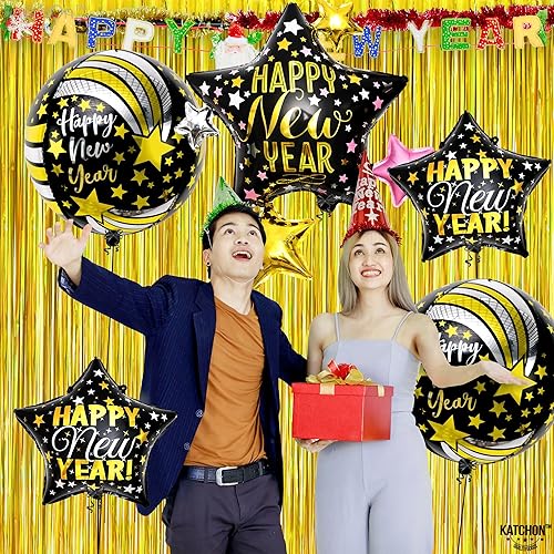 Miniatura 6 de KatchOn, Juego de globos gigantes de Nochevieja, 40 pulgadas, globos de estrellas, globos de feliz año nuevo para decoraciones de Año Nuevo 2024,
