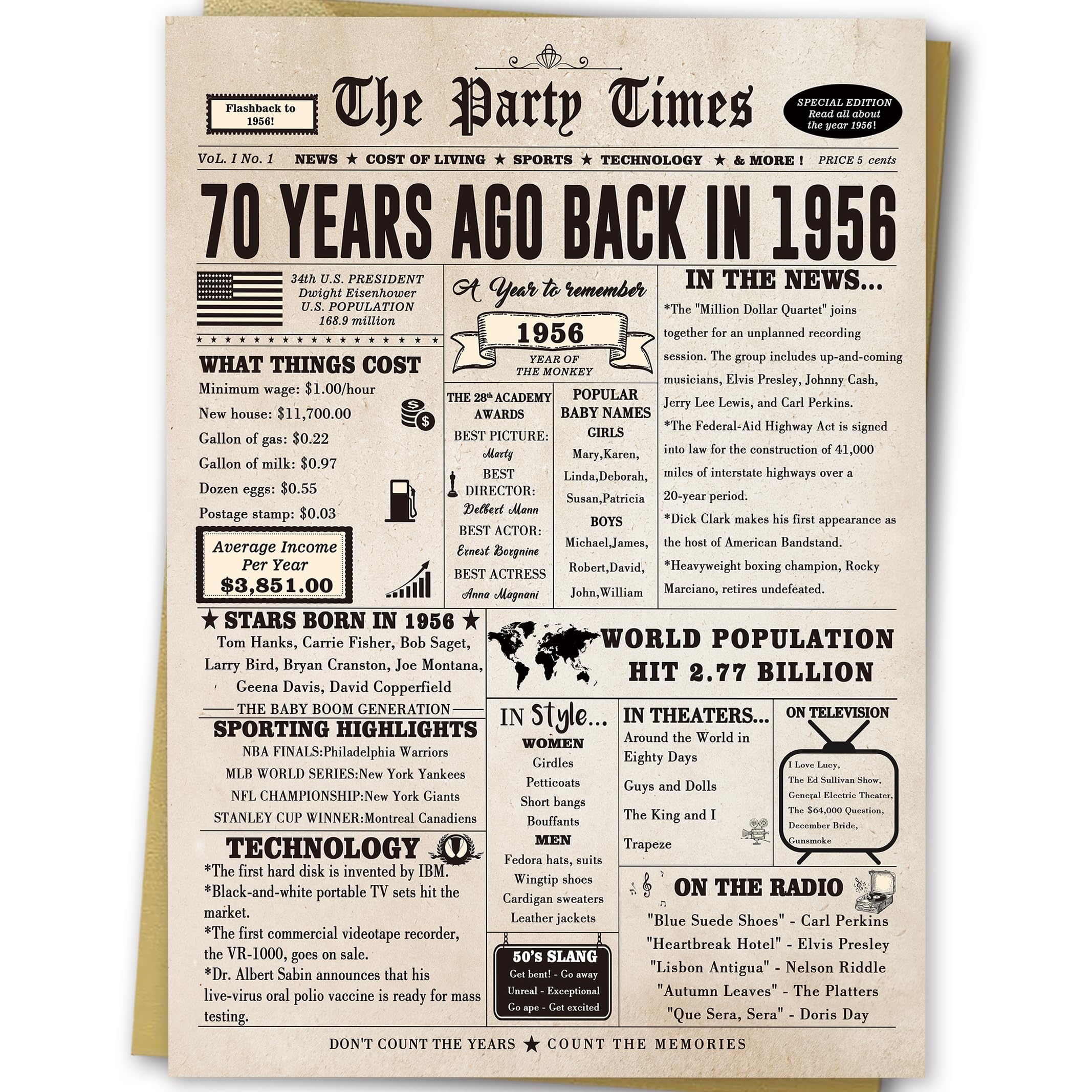 Ziwenhu Funny 70th Birthday Gifts for Women Men,Jumbo 70 Year Old Birthday Greeting Card for Mom Dad Grandma Grandpa,Vintage 70th Birthday Decorations