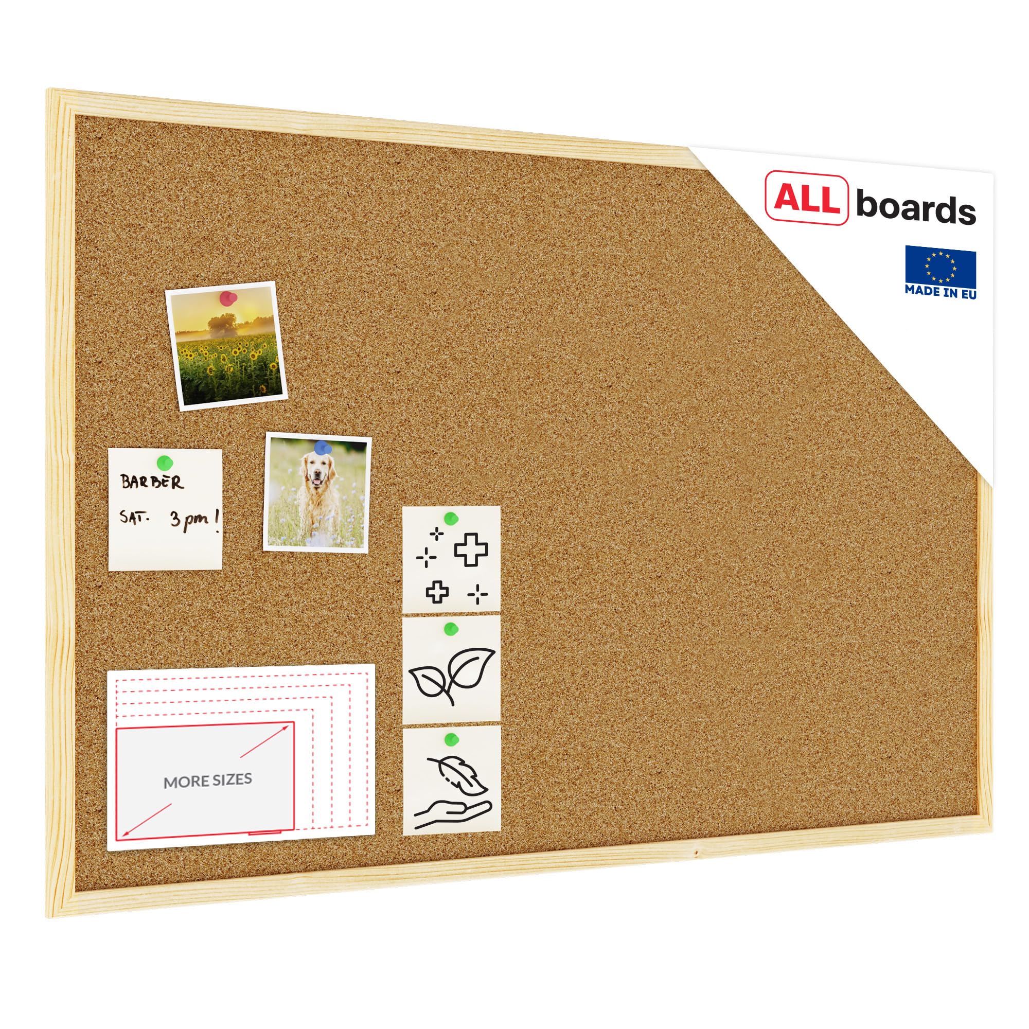 ALLboards Cork Board with Wooden Frame 90x60cm(900x600mm), Corkboard Bulletin Board Notice Board