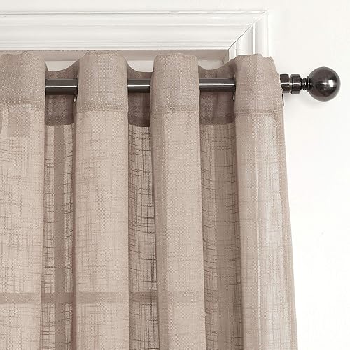 Miniatura 2 de Cortinas decorativas de lino traslúcidas de 84 pulgadas de largo, cortinas traslúcidas para ahorrar energía, cortinas de privacidad con ojales de